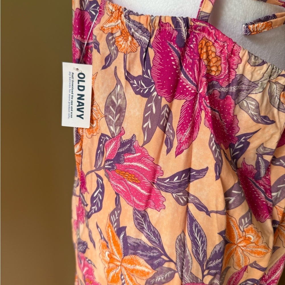 Old Navy Maxi Pink Dress Womens Medium Spaghetti Strap Colorful Summer NWT - Picture 5 of 9
